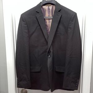 Haggar Suit Jacket Black with Iridescent Interior 2 Button Front with Pockets